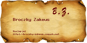 Broczky Zakeus névjegykártya